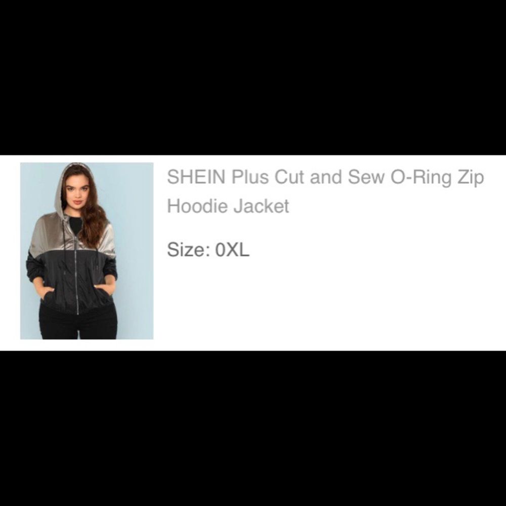 SHEIN Plus Cut And Sew O-Ring Zipper Hoodie Jacket